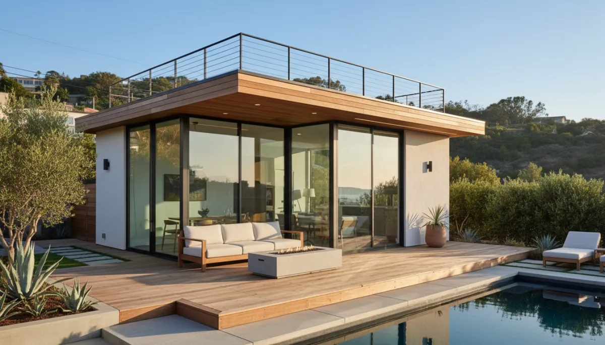 Accessory dwelling unit under construction in San Diego with framing and structural work in progress