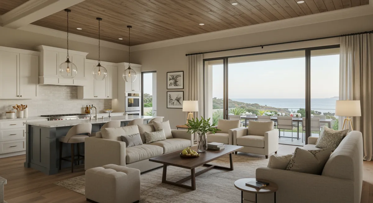 Finished luxury home remodel in San Diego featuring a modern open concept interior with high-end design and natural light